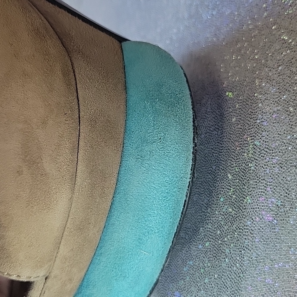 Fendi Vintage Teal & Grey Suede  Platform Peep Toe High Heel Sandal SZ:37/6.5 - Picture 12 of 14